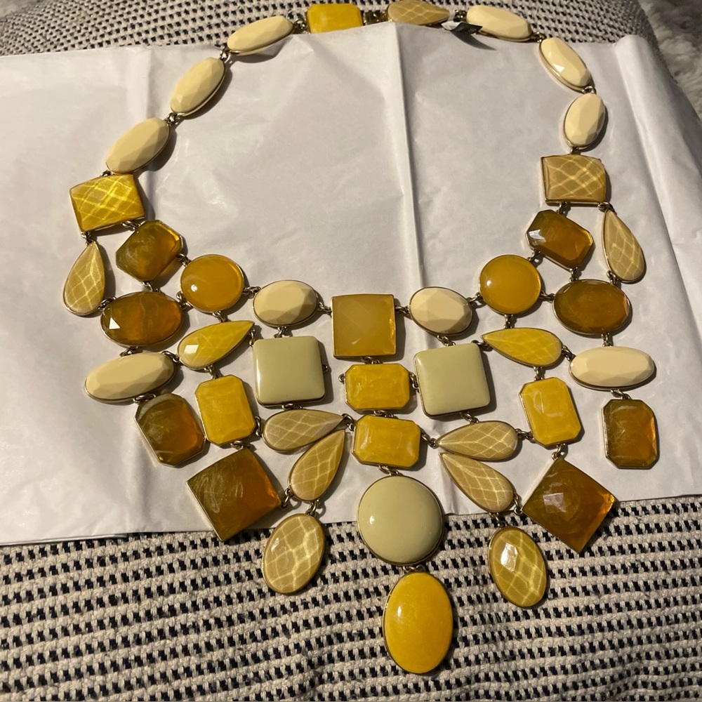 Yellow and Cream Statement Necklace Banana Republic